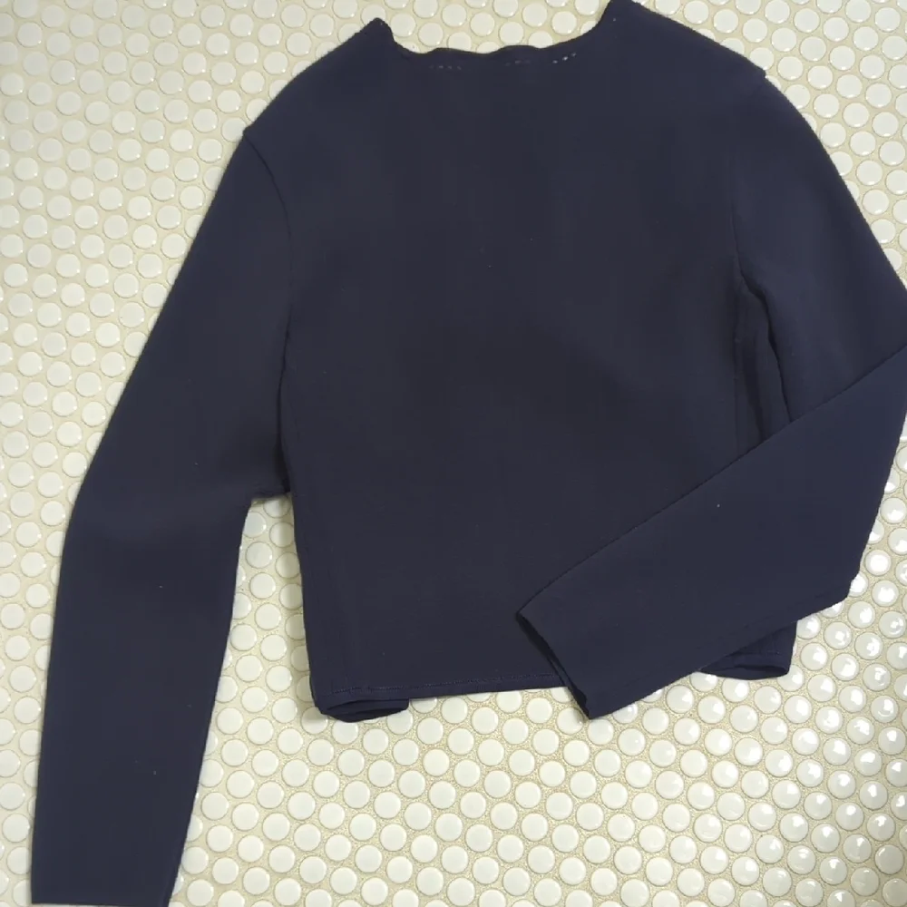Tory Burch Navy Cardigan with Textured Fabric and Round Neckline - Picture 5 of 5